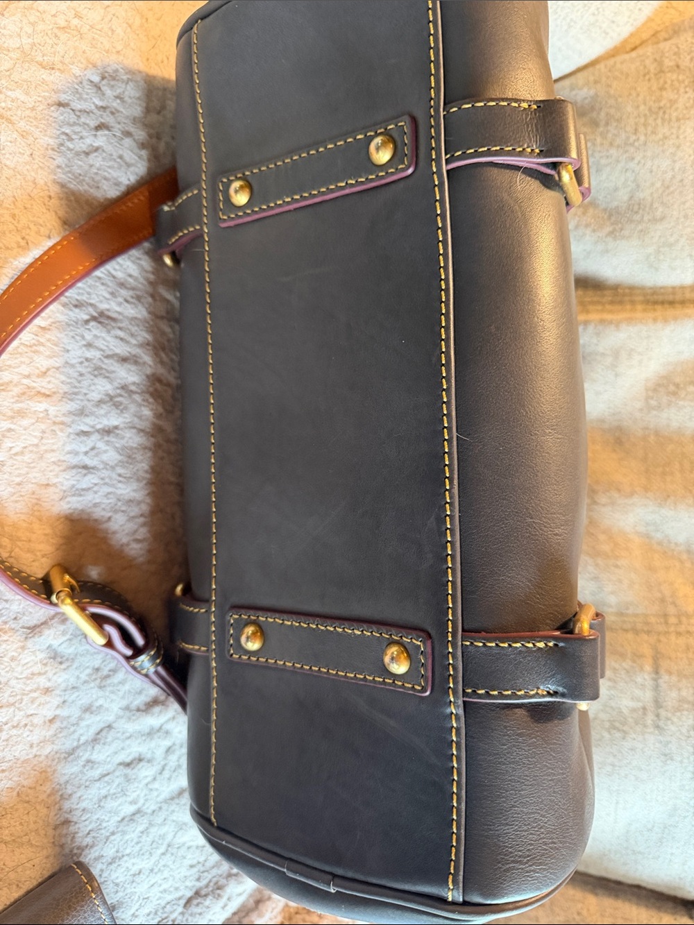 Dooney & Bourke Gray Leather Florentine Large Satchel with Wallet - Picture 4 of 11
